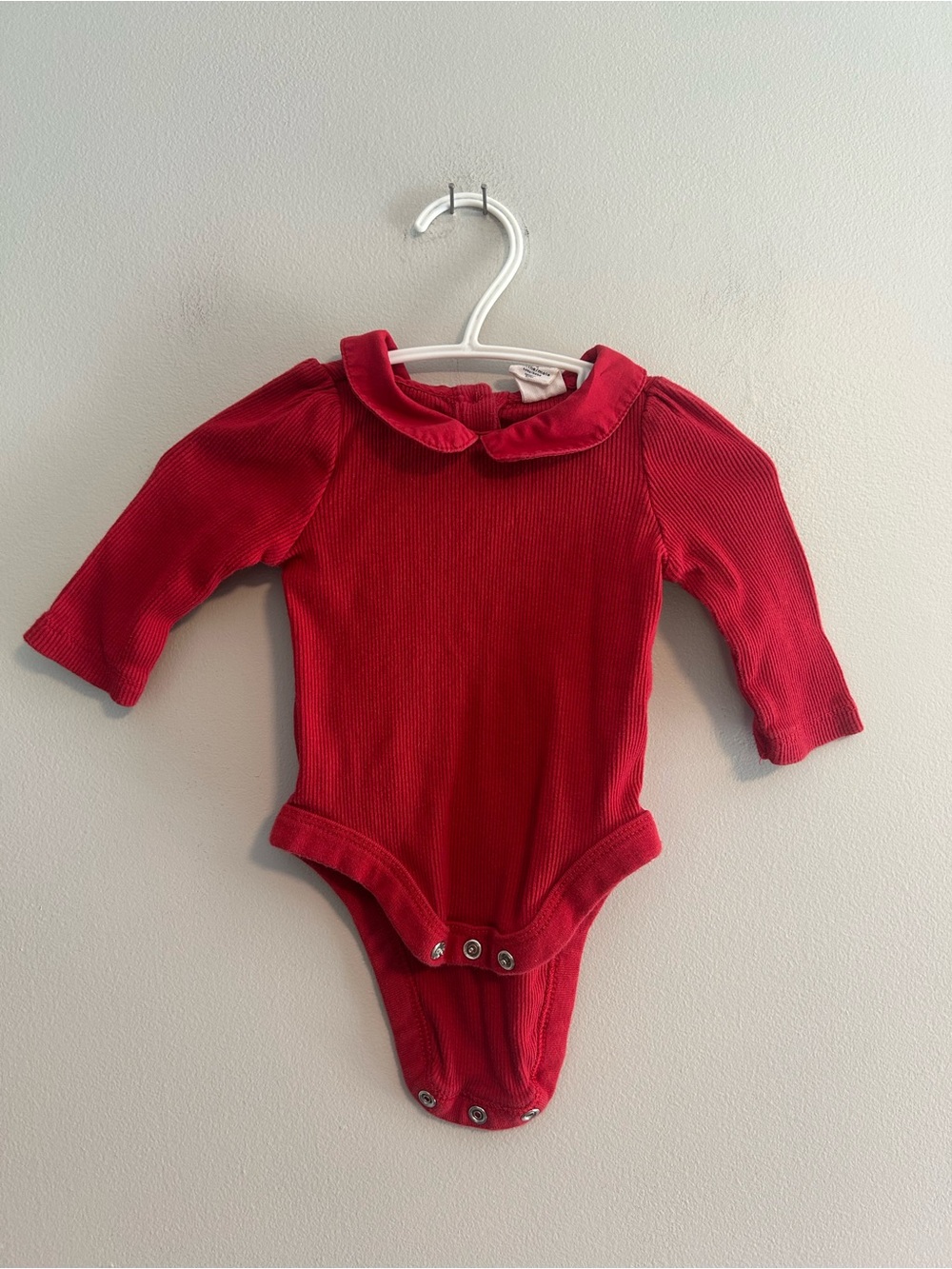 Gap 0/3m Red Long-Sleeve collard onesie